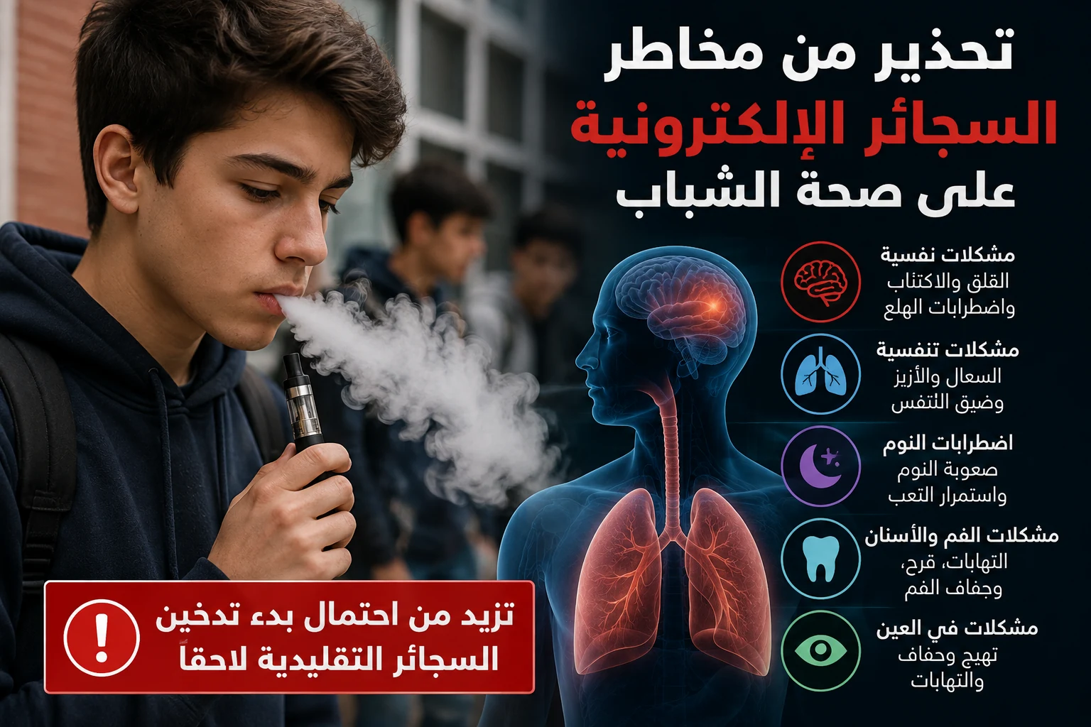 صورة مميزة: مخاطر السجائر الإلكترونية تشمل القلق والاكتئاب واضطرابات النوم