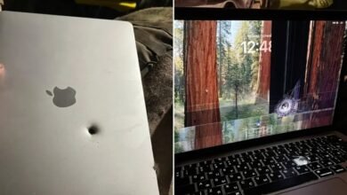 يوقف جهاز Soldier M1 MacBook Air شظايا قذيفة مدفعية لكنه لا يزال يعمل